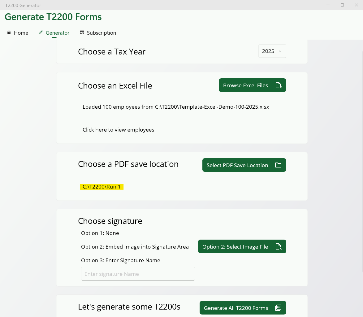 Picture of Main Application selecting output location